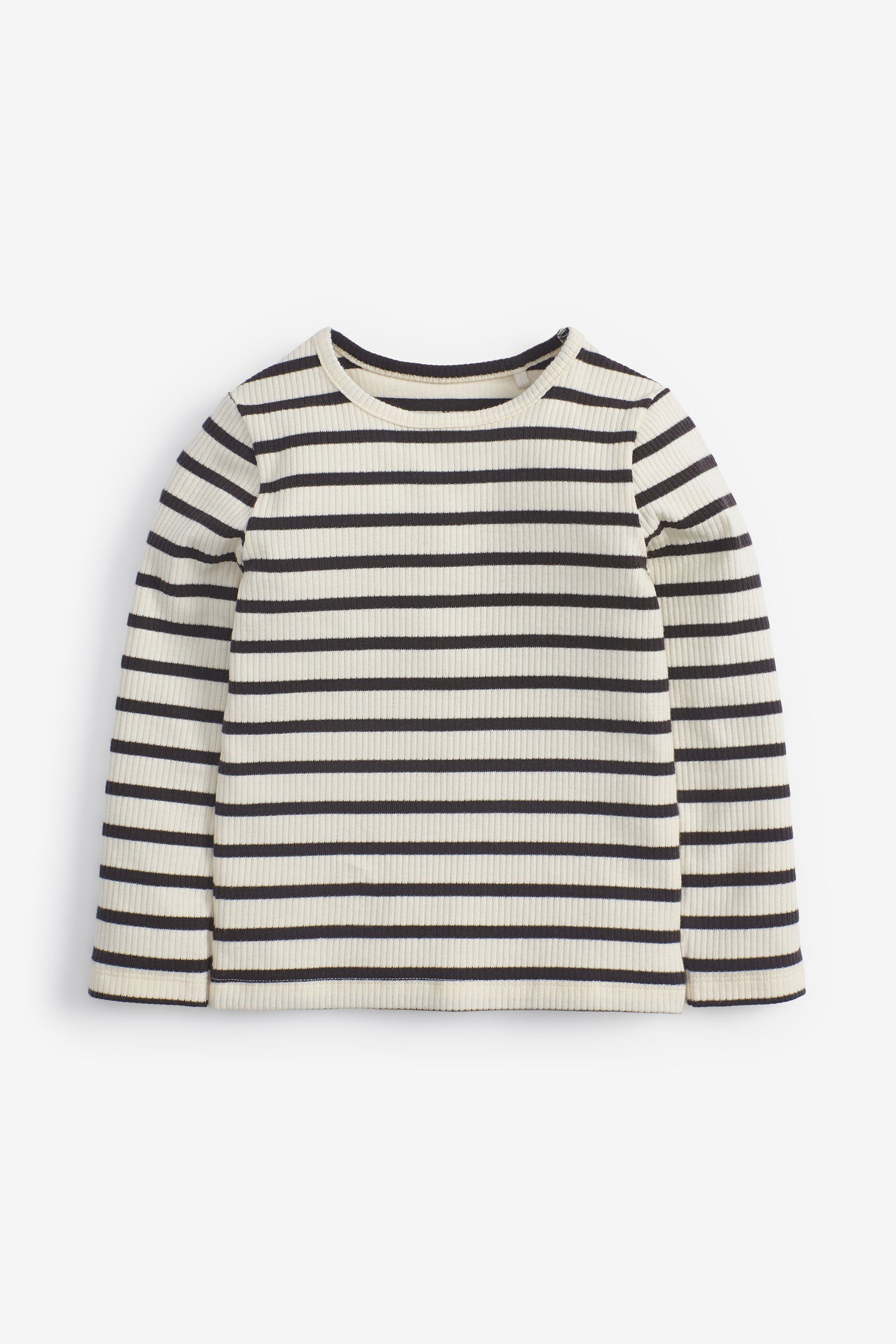 Next Langarmshirt Langärmeliges Feinripp-Shirt (1-tlg) Black/White Stripe