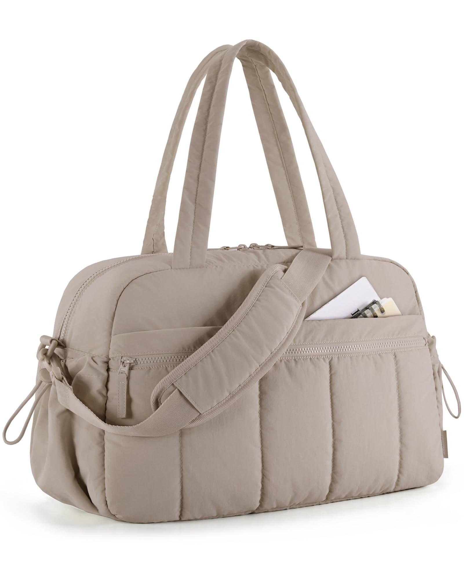 Forrlite Reisetasche Reisetasche Puffer, Sporttasche Damen 24L Weekender Wickeltasche (Wasserabweisend Travel Bag Handgepäck Gym Bag Kliniktasche Geburt Krankenhaustasche Mit PVC Nasse Tasche Für Fitness, Schwarz)