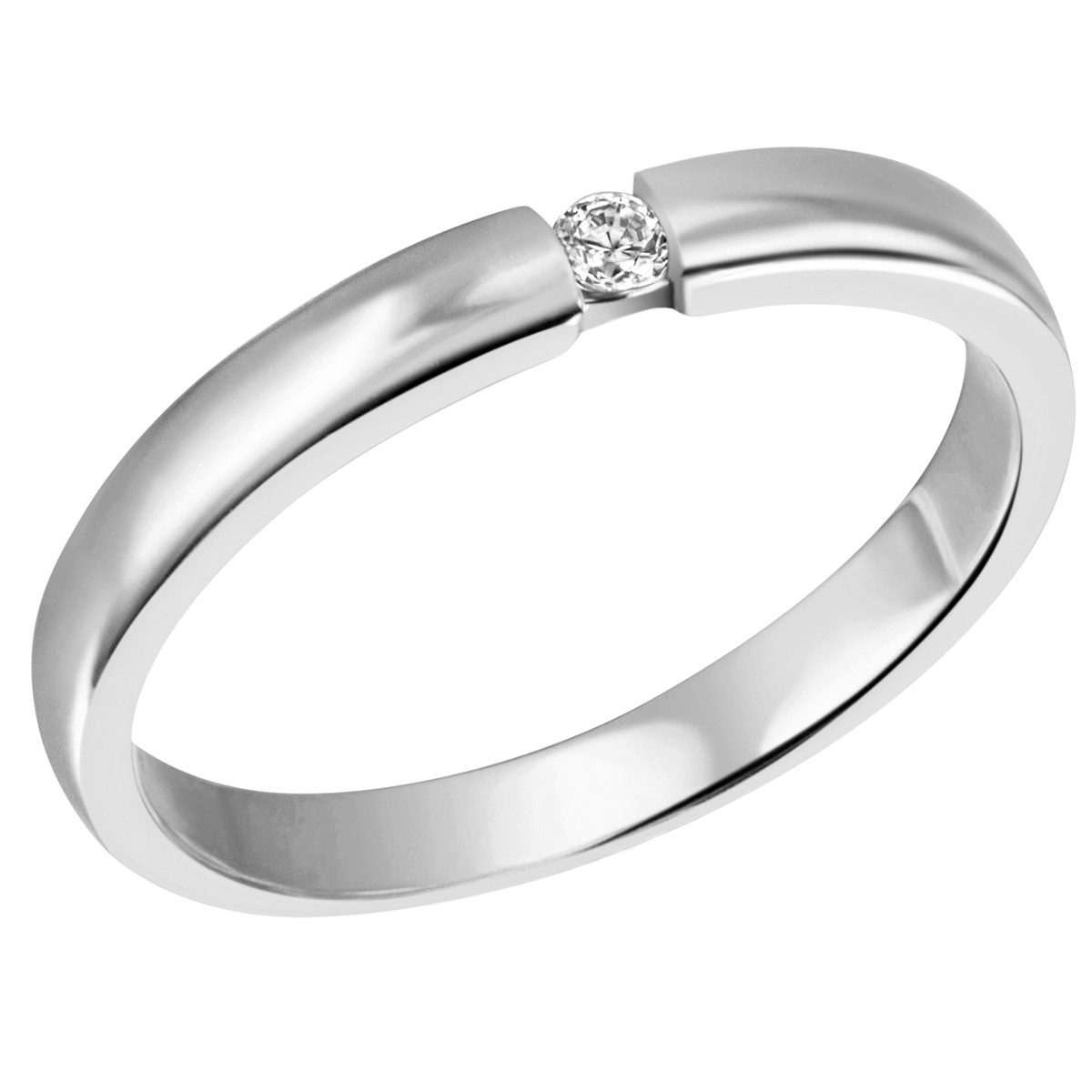 Reflexion Diamonds Silberring 925/- Verlobungsring mit Spannfassung und funkelndem Zirkonia (synth), mit Zirkonia (synth), Ringschiene ca. 2,9 mm breit, Weite 56