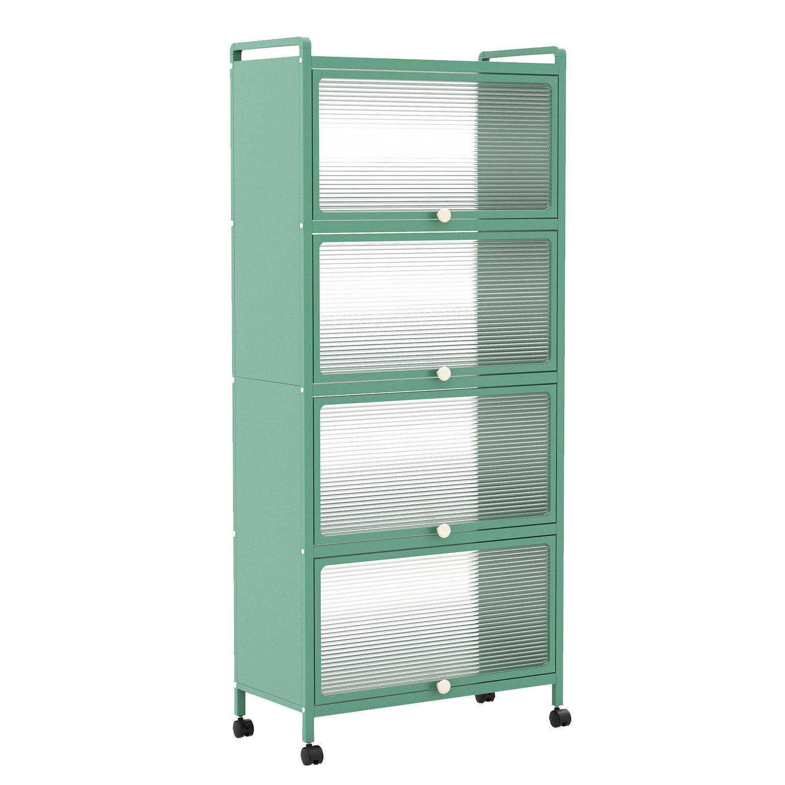 COSTWAY Hochschrank 5-stufig Küchenregal mit aufklappbaren PC-Türen & Rolle günstig online kaufen