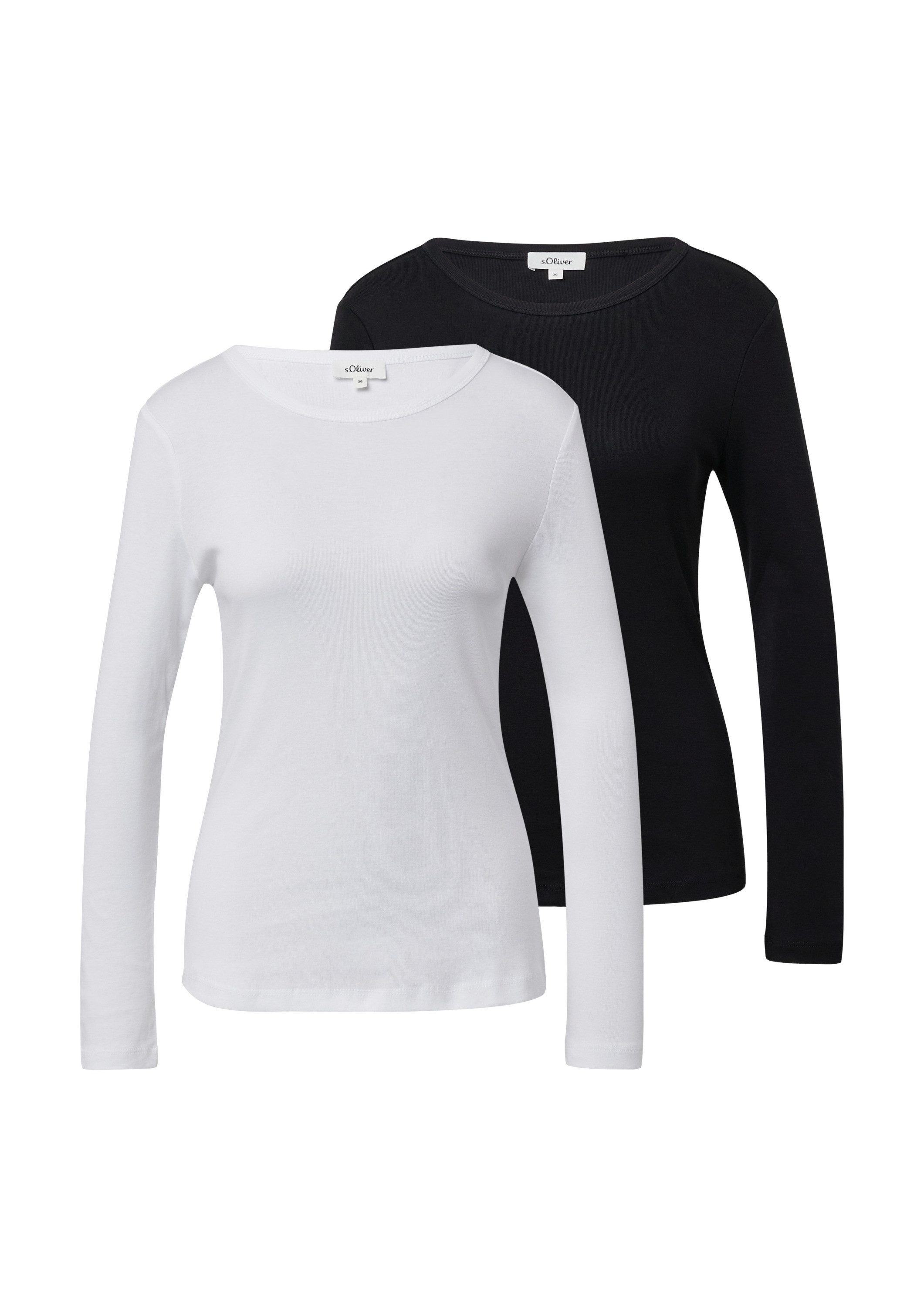 s.Oliver Langarmshirt T-Shirt Geripptes Slim-Fit-Longsleeve im 2er-Pack günstig online kaufen