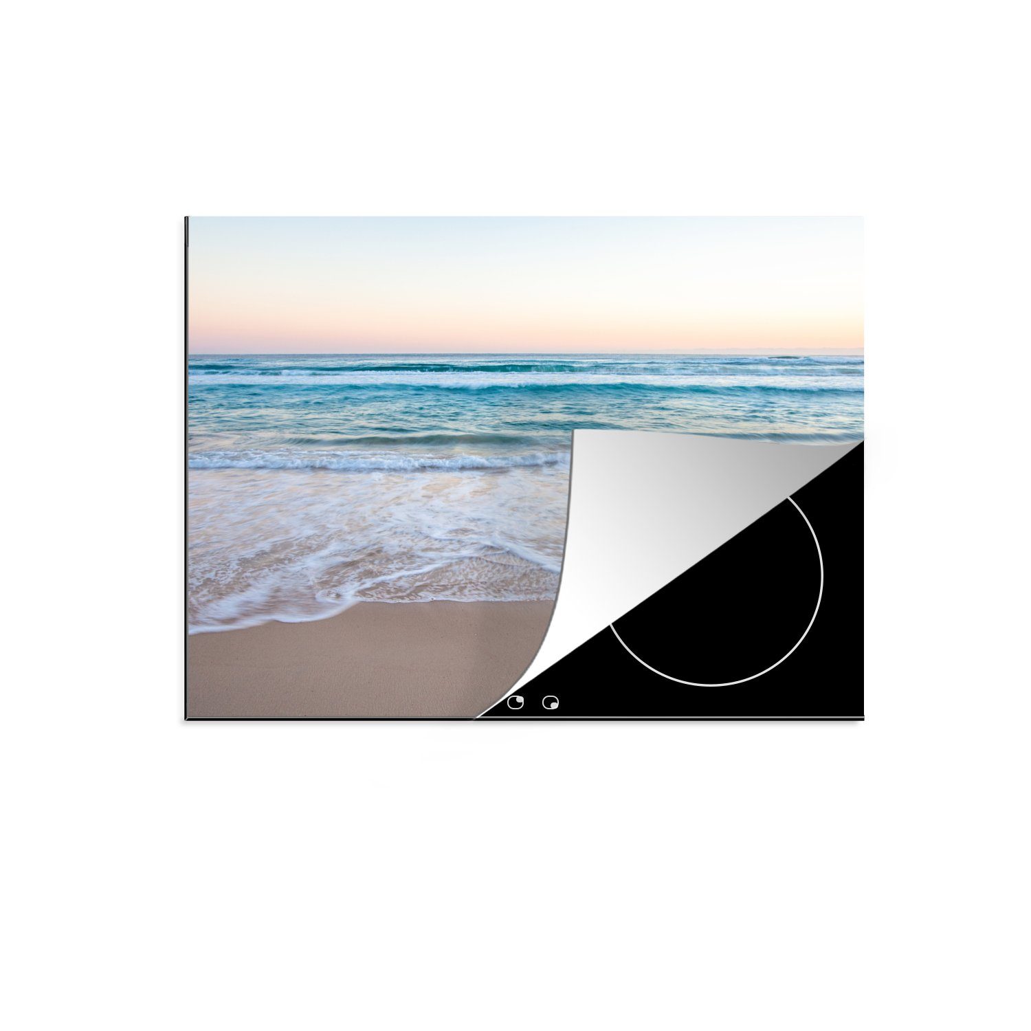 MuchoWow Herdblende-/Abdeckplatte Strand - Meer - Pastell, Vinyl, (1 tlg), 59x52 cm, Ceranfeldabdeckung für die küche, Induktionsmatte