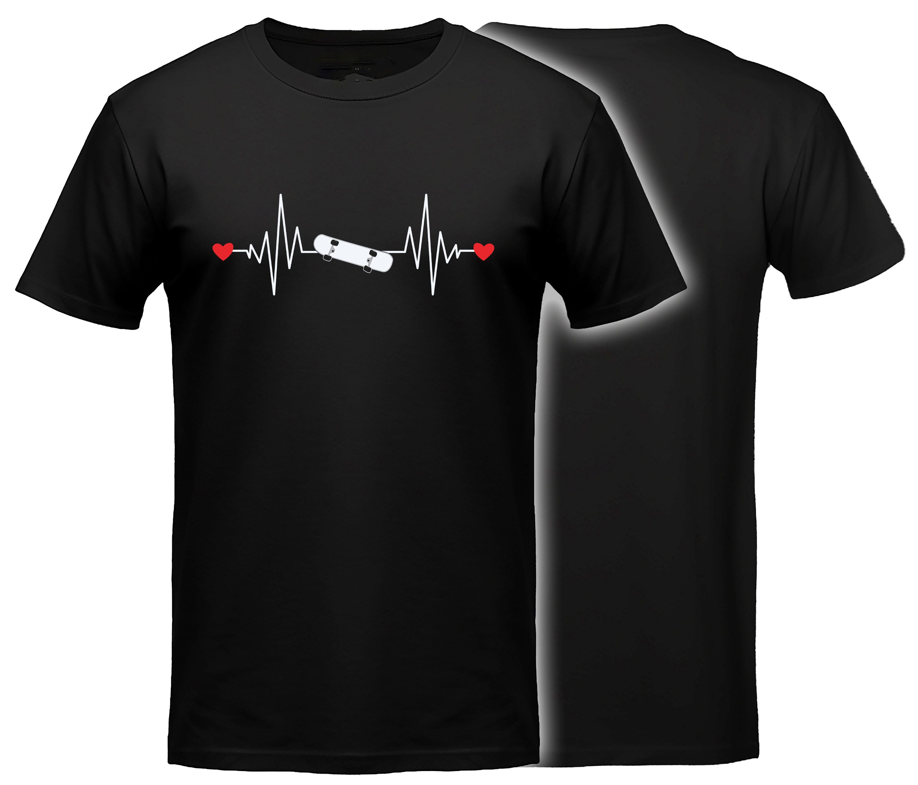 MyDesign24 T-Shirt Skater print Shirt Herzschlaglinie Skater T-Shirt schwarz kurzarm Regular Fit i528