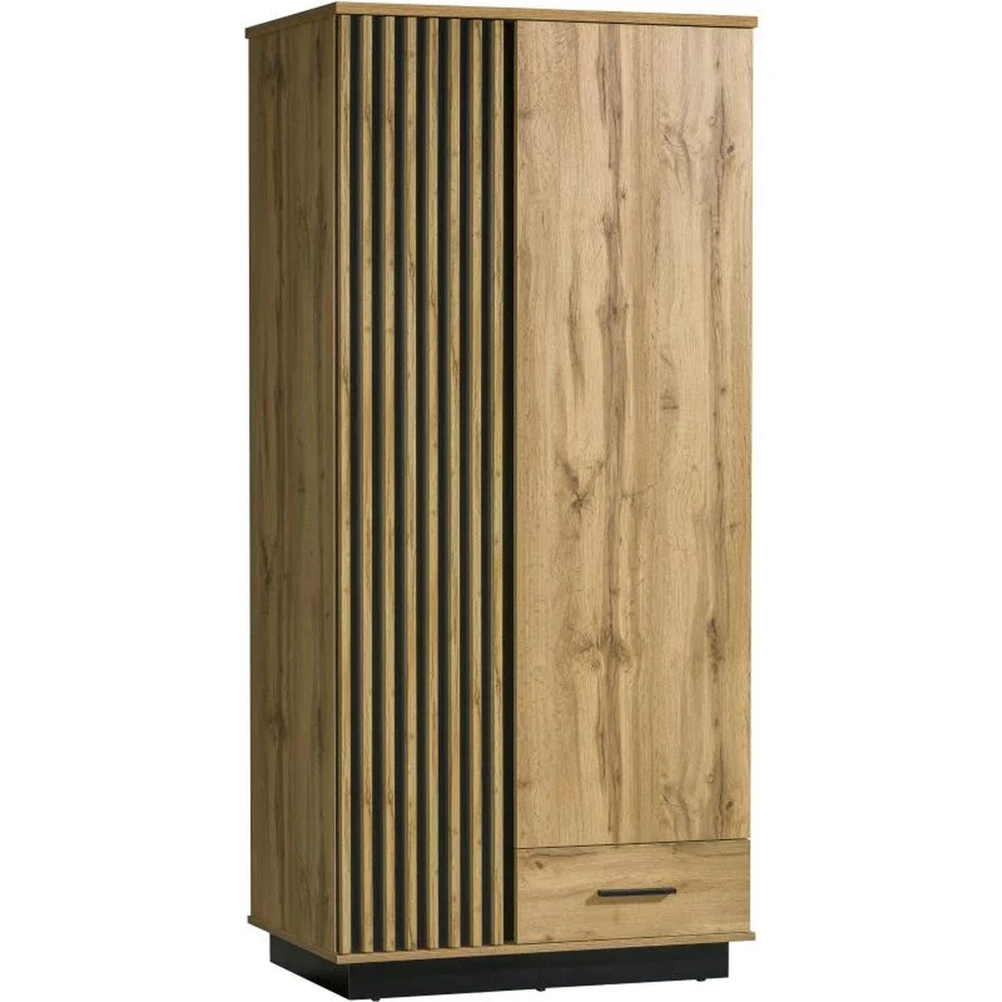 Beautysofa Kleiderschrank Drehtürenschrank mit Lamellen LAMELO mit Schublad günstig online kaufen