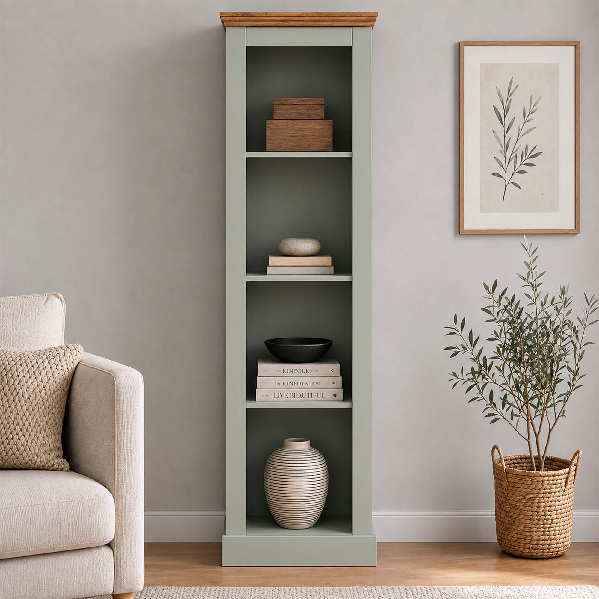 OTTO home Stauraumregal Selma, 1-tlg., Kiefernholz, feste und verstellbare Böden, Breite 55 cm, Höhe 180 cm – Bild 2 von 5