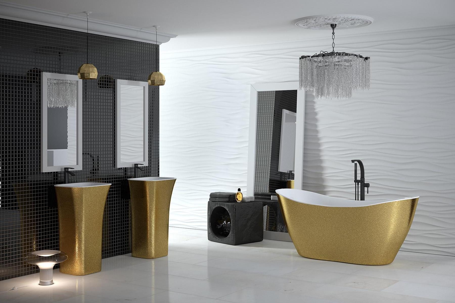 Xlmoebel Badewanne Goldene Luxus-Badewanne in Designer-Stil freistehend Badewanne, Hergestellt in Europa