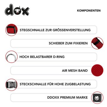 DDOXX Hunde-Geschirr Hundehalsband Air Mesh, verstellbar, gepolstert, Rot L - 3,2 X 45-68 Cm