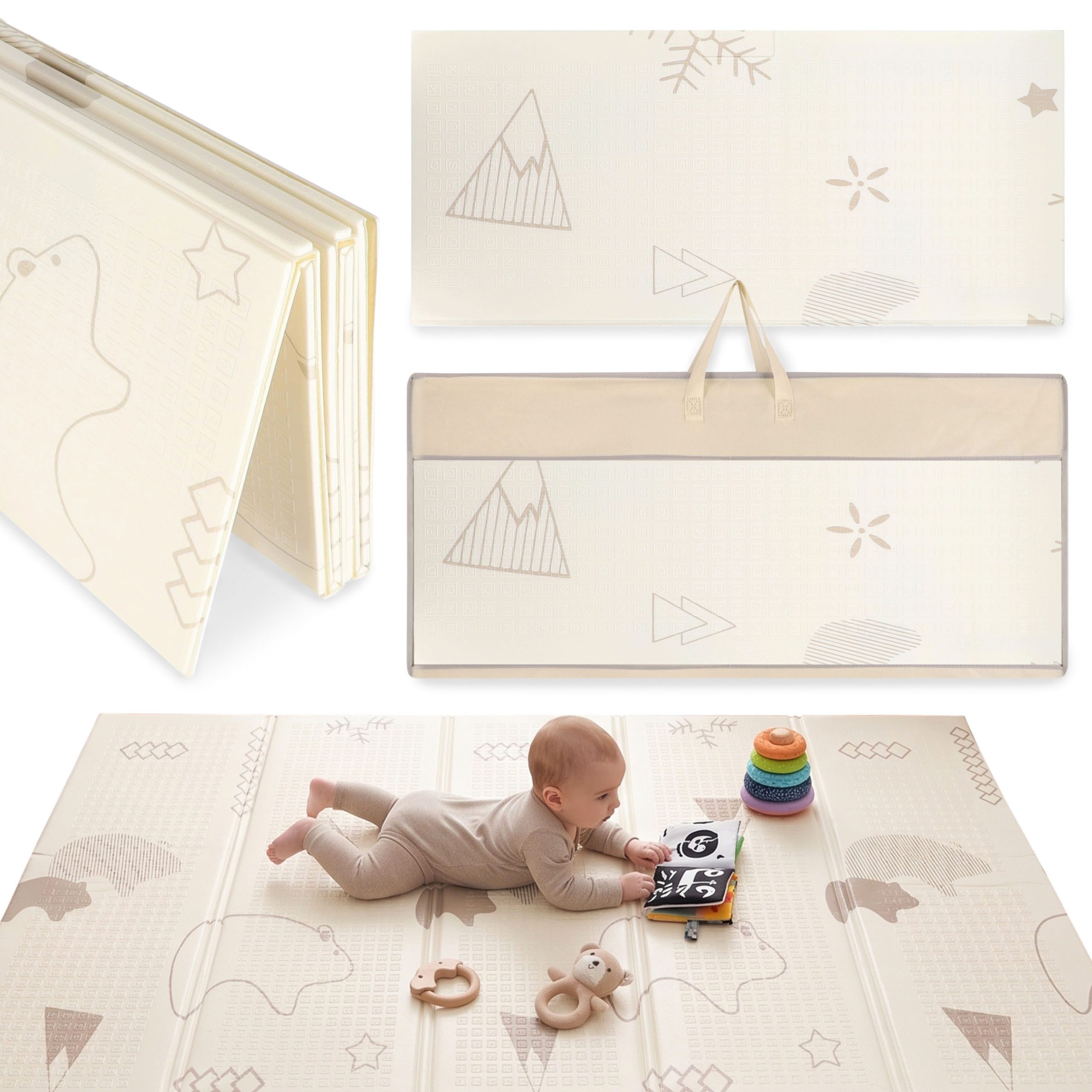 Sarcia.eu Spielmatte Große Schaumstoffmatte für Kinder, faltbar mit Bezug, 197 x 88 x 2 cm