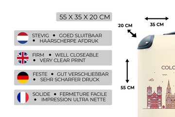 MuchoWow Handgepäckkoffer Köln - Skyline - Deutschland, 4 Rollen, Reisetasche mit rollen, Handgepäck für Ferien, Trolley, Reisekoffer