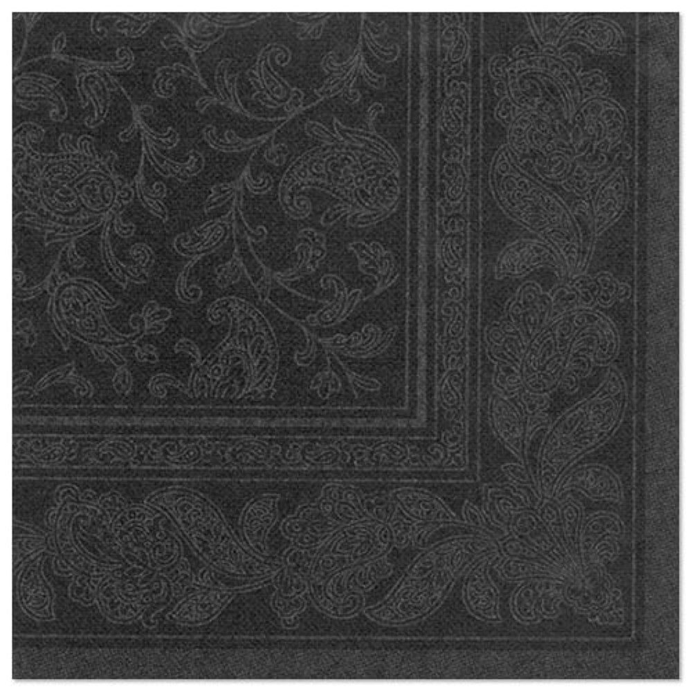 PAPSTAR Papierserviette 50 Servietten ROYAL Collection 1/4-Falz 40 cm x 40cm schwarz Ornaments