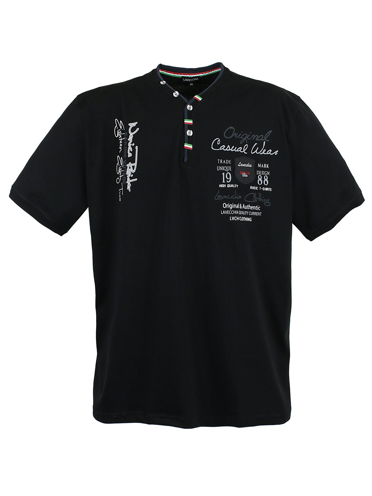Übergrößen Herrenshirt Lavecchia Herren V-Shirt LV-2042 T-Shirt V-Ausschnitt schwarz