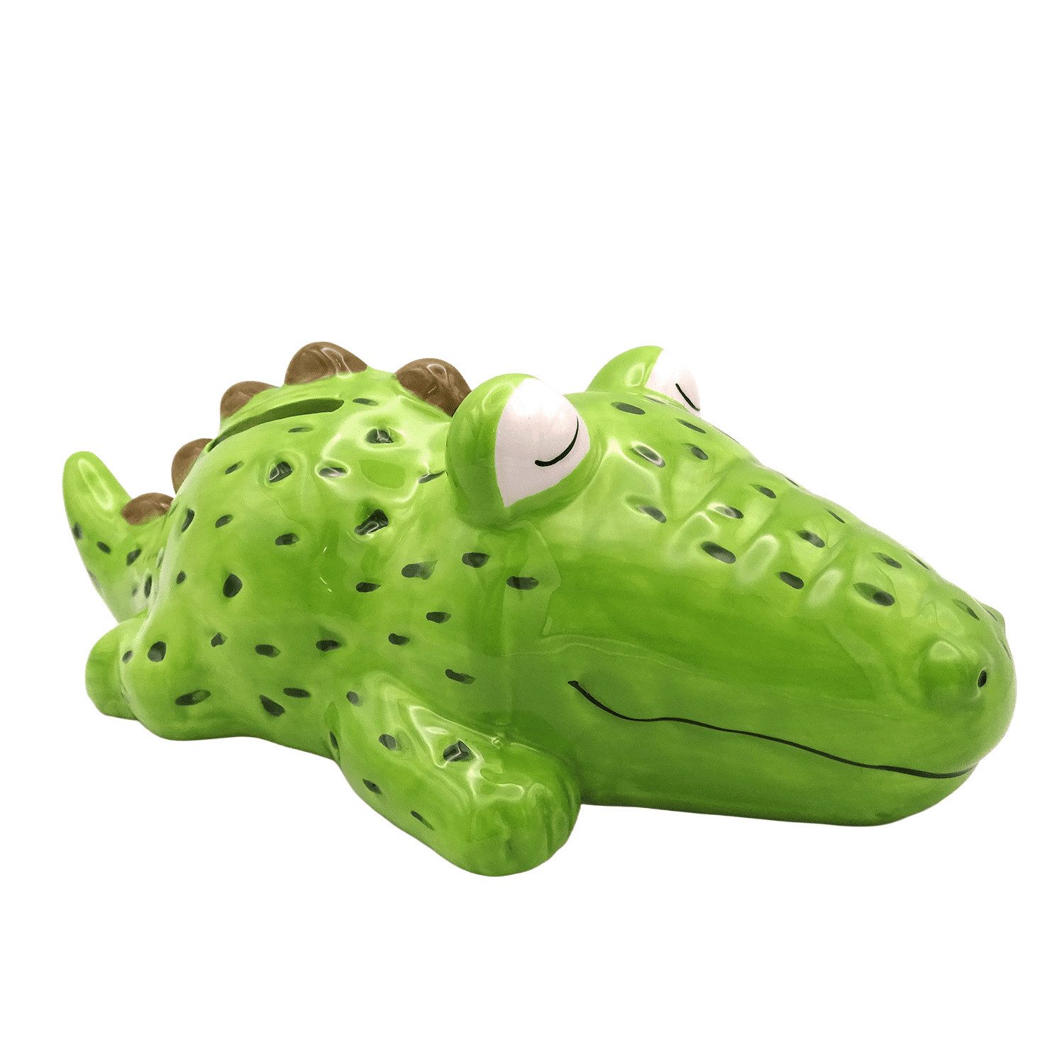 Logbuch-Verlag Dekofigur Spardose Krokodil Keramik grün 22 cm – lustige Sparbüchse für Kinder