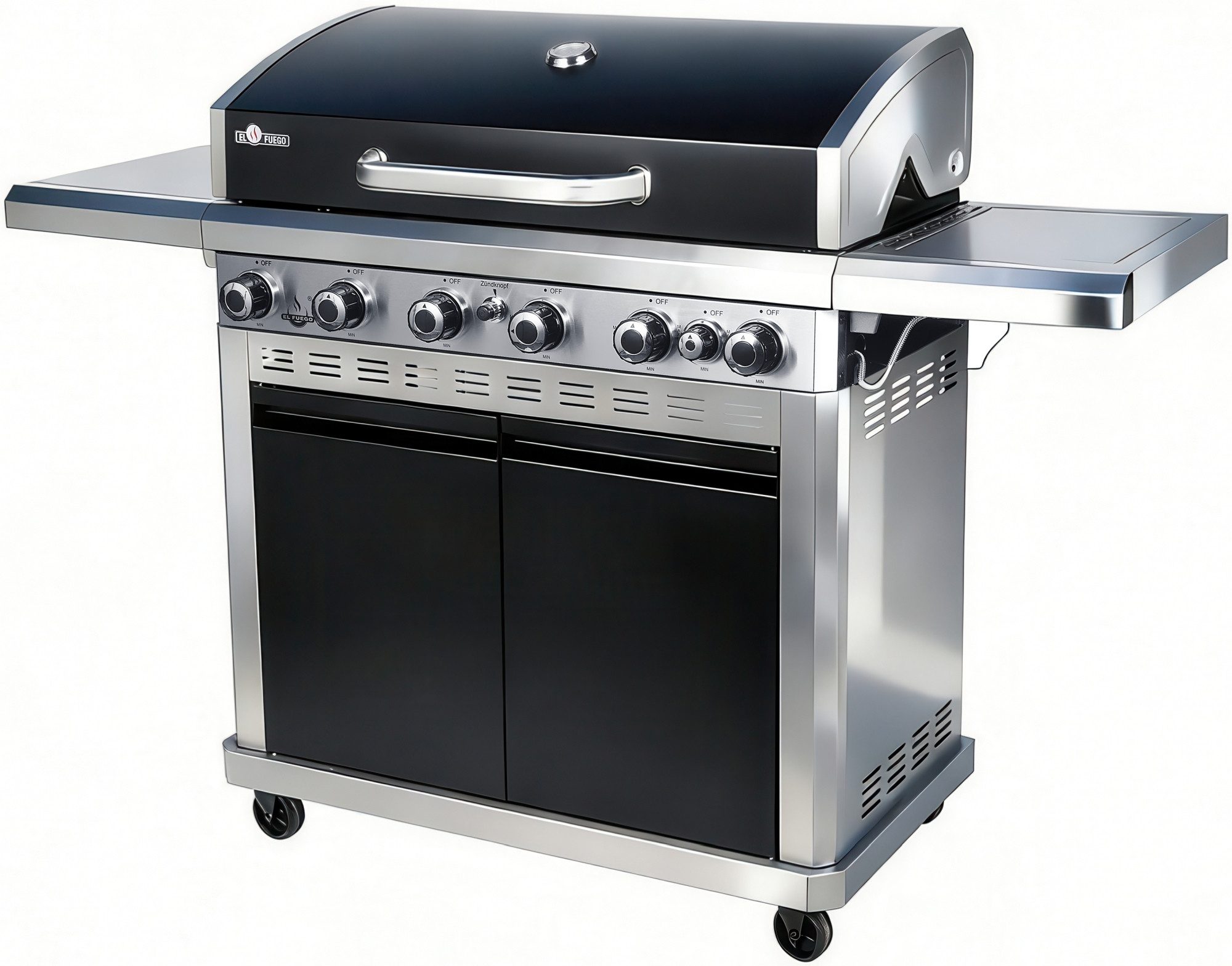El Fuego Gasgrill Detroit, 18 kW (6 Brenner je 2,5 kW + 1 Seitenbrenner 3,0 kW)