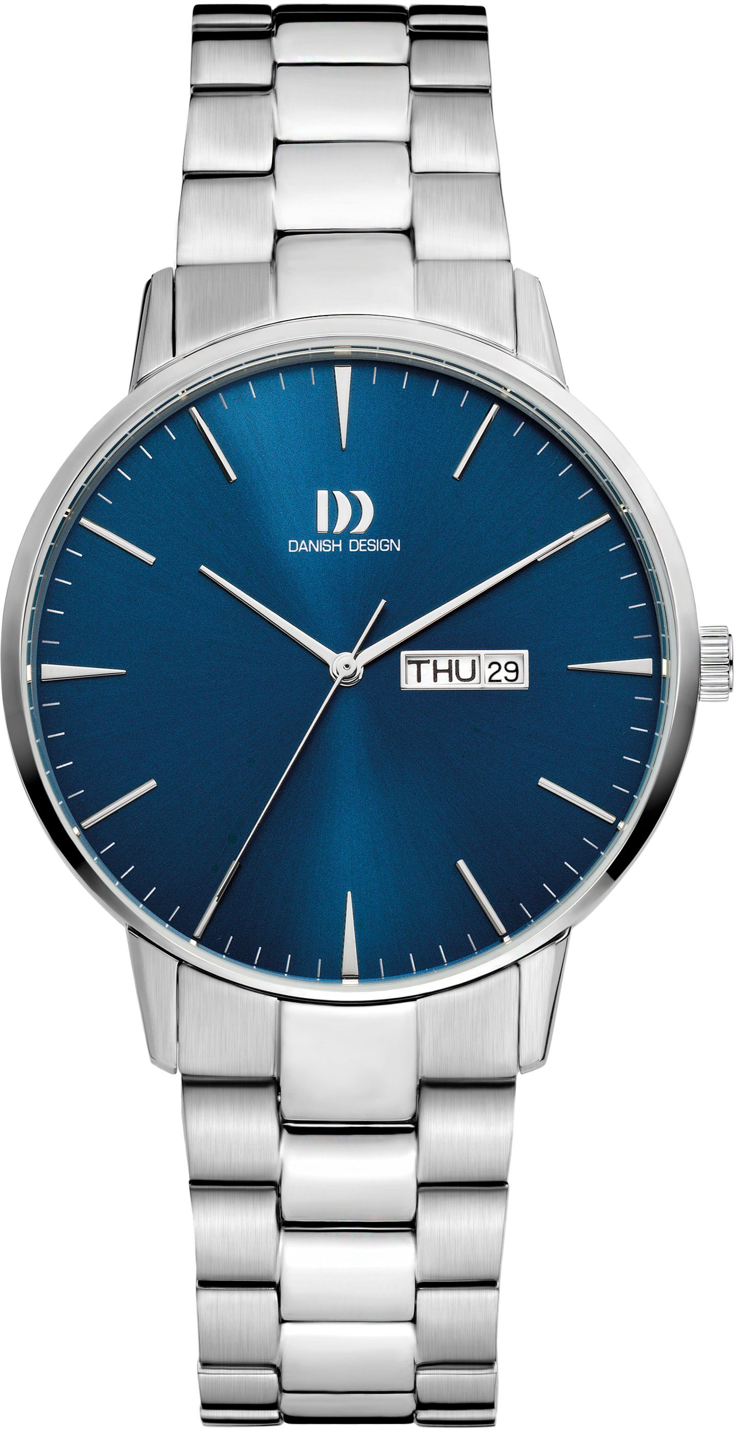 Danish Design Quarzuhr Herrenuhren DAY DATE Edelstahl ⌀41mm Metallband AKILIA Herrenuhren