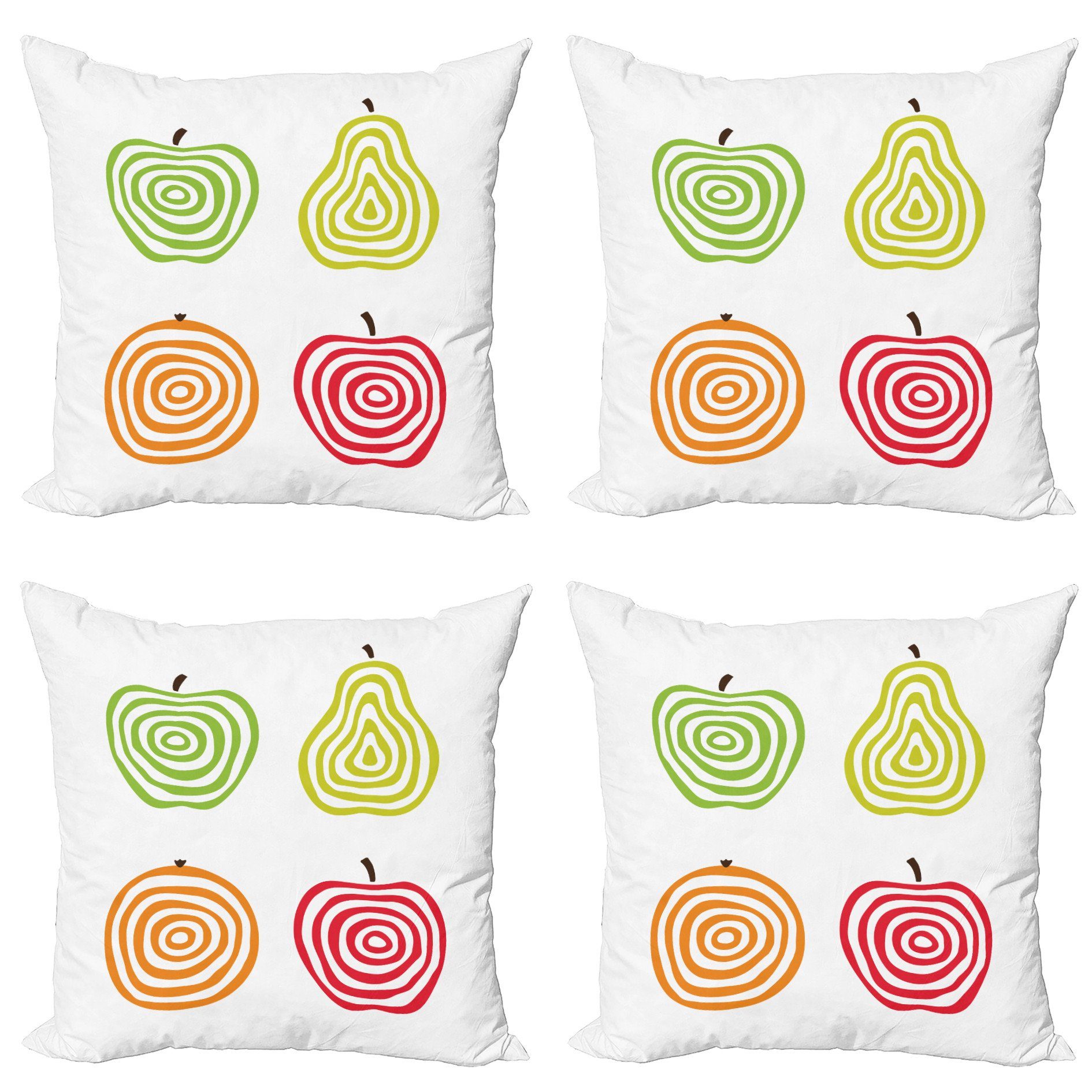 Kissenbezüge Modern Accent Doppelseitiger Digitaldruck, Abakuhaus (4 Stück), Obst Äpfel Birne und Orange Line