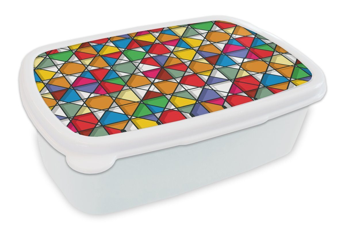 MuchoWow Lunchbox Glas - Geometrie - Gestaltung, Kunststoff, (2-tlg), Brotbox für Kinder und Erwachsene, Brotdose, für Jungs und Mädchen weiß
