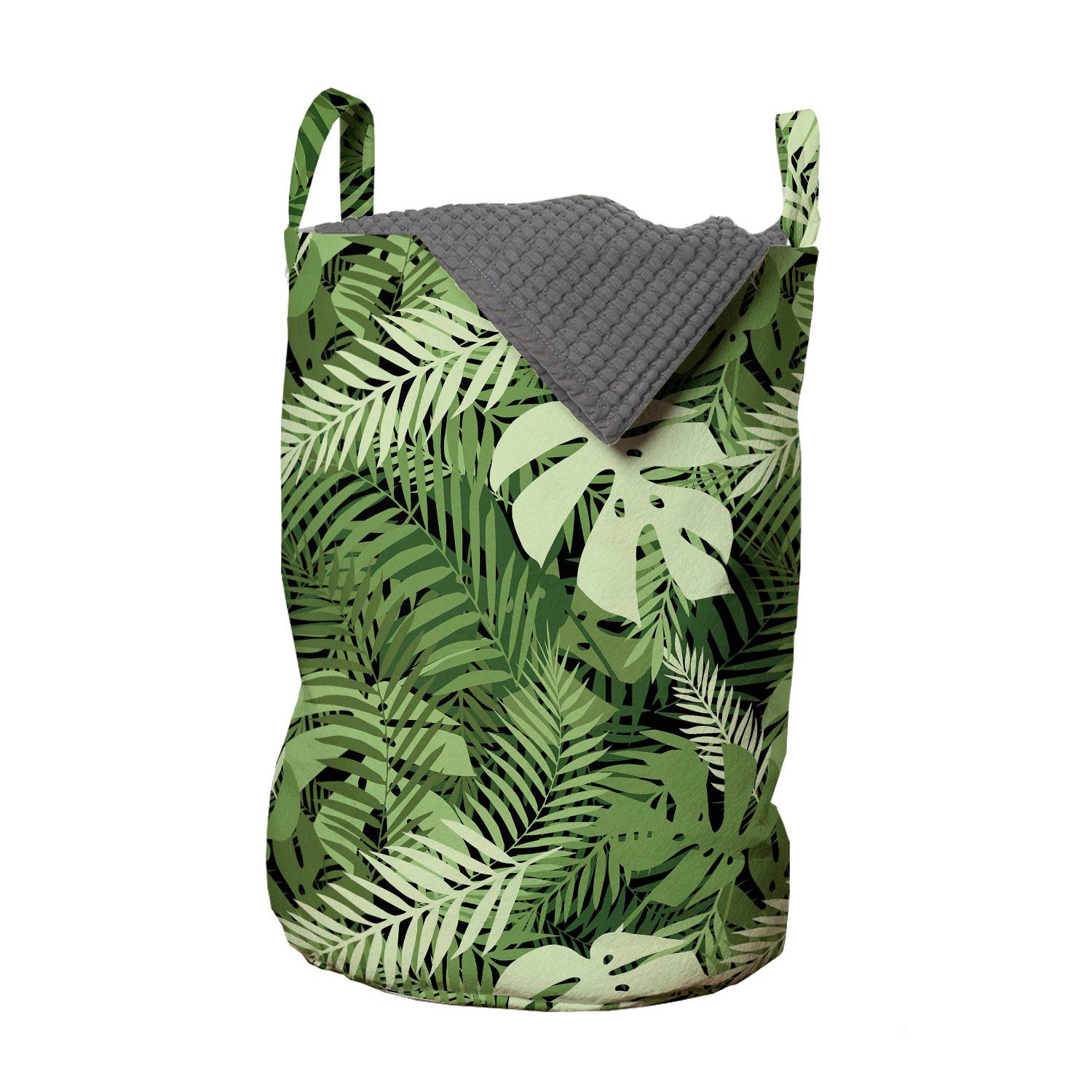 Abakuhaus Wäschesäckchen Wäschekorb mit Griffen Kordelzugverschluss für Waschsalons, Jungle Leaves Pflanzen aus dem Wald
