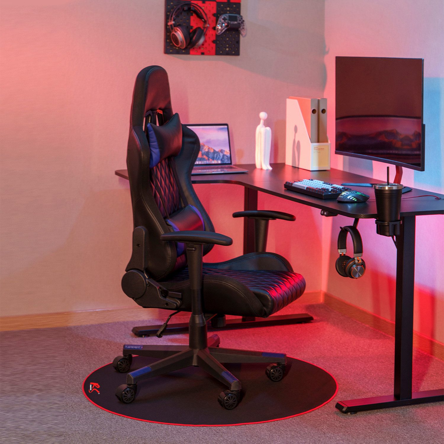 NanoRS Bodenschutzmatte RS172, 1-St., Gaming Stuhlmatte rund 100 cm schwarz günstig online kaufen