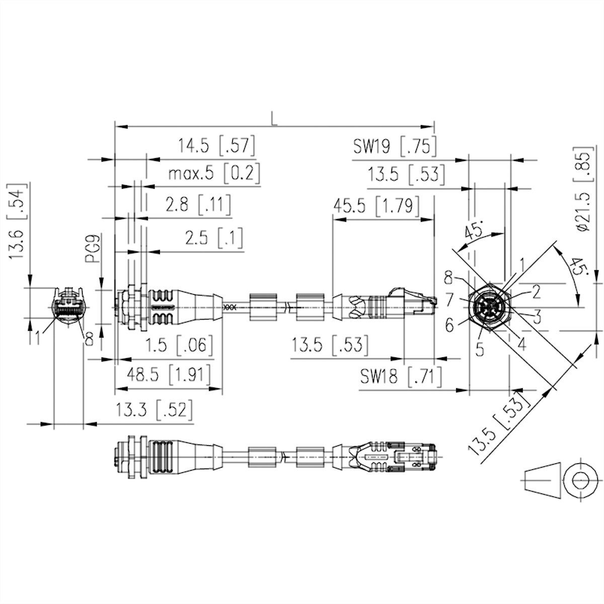 Metz Connect Verbindungsleitung M12 BU-RJ45 ST, 8-pol X-kodiert LAN-Kabel, M12-X Männlich (Stecker), RJ-45 (8P8C) Männlich (Stecker) (100.0 cm), gerade-gerade, 142M2X25010