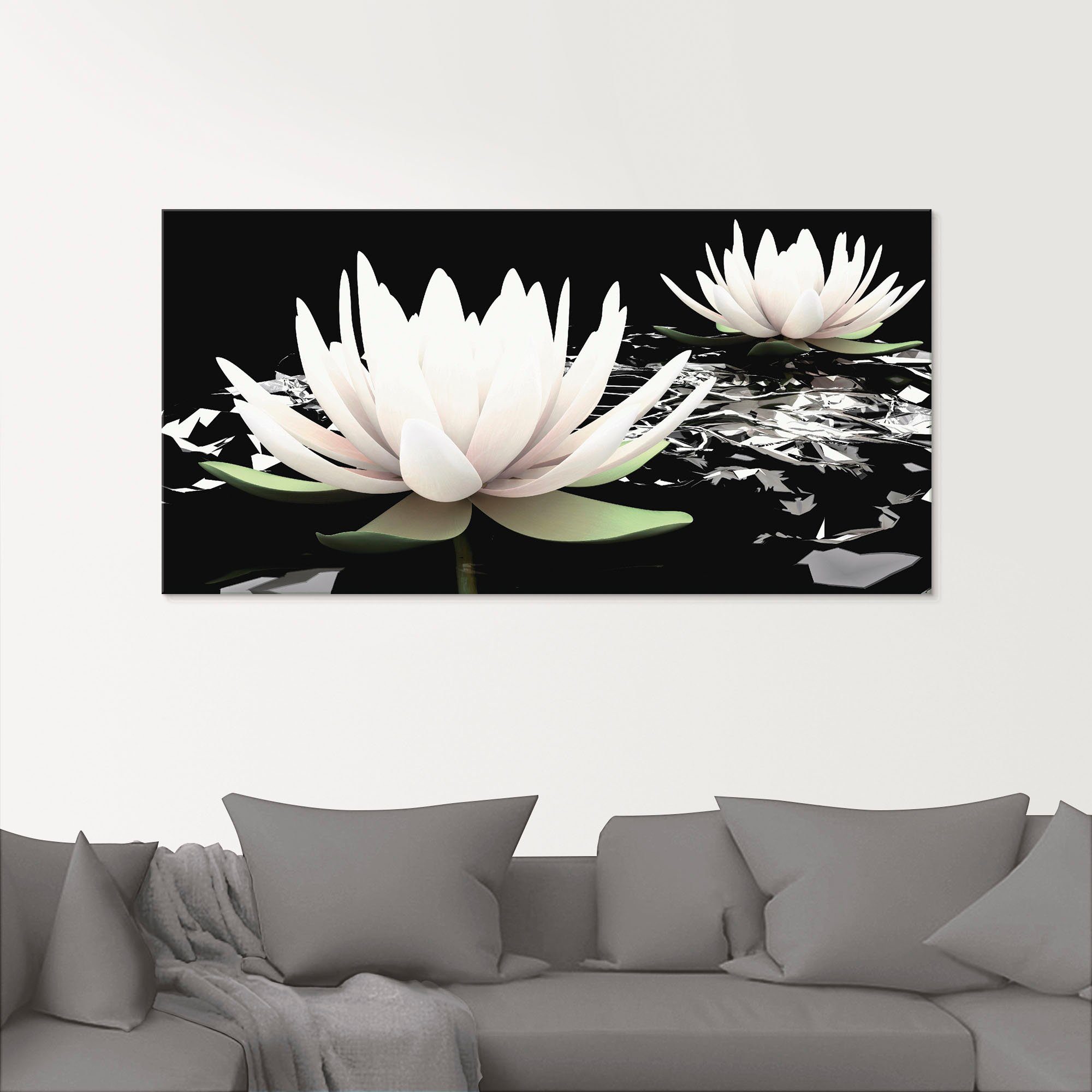 Artland Glasbild Zwei Lotusblumen auf dem günstig online kaufen