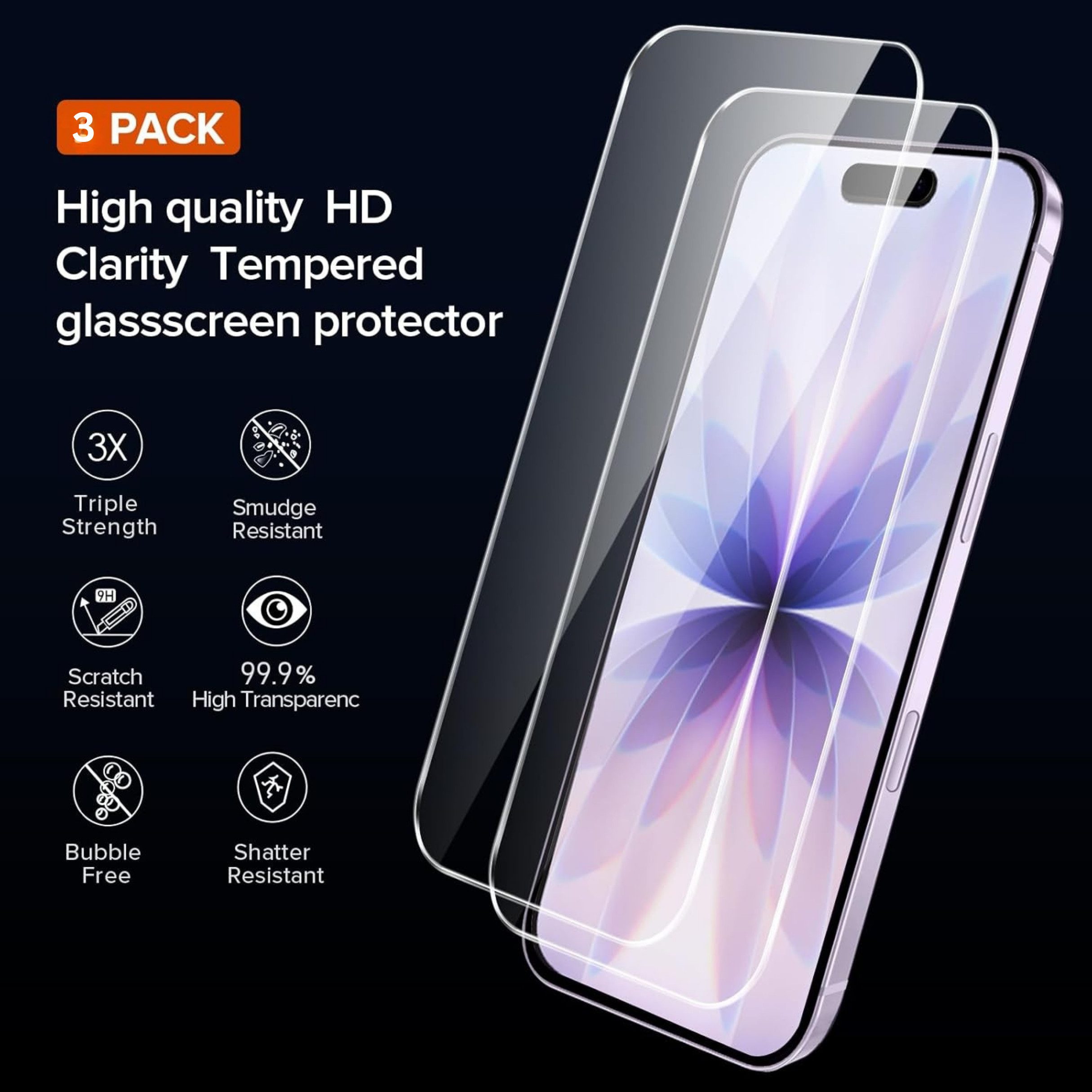 SmartUP Displayschutzglas für iPhone 15 Display Schutz Panzerfolie Hartglas Screen Full 9H für iPhone 15, kompletter Rundumschutz – Bild 3 von 5