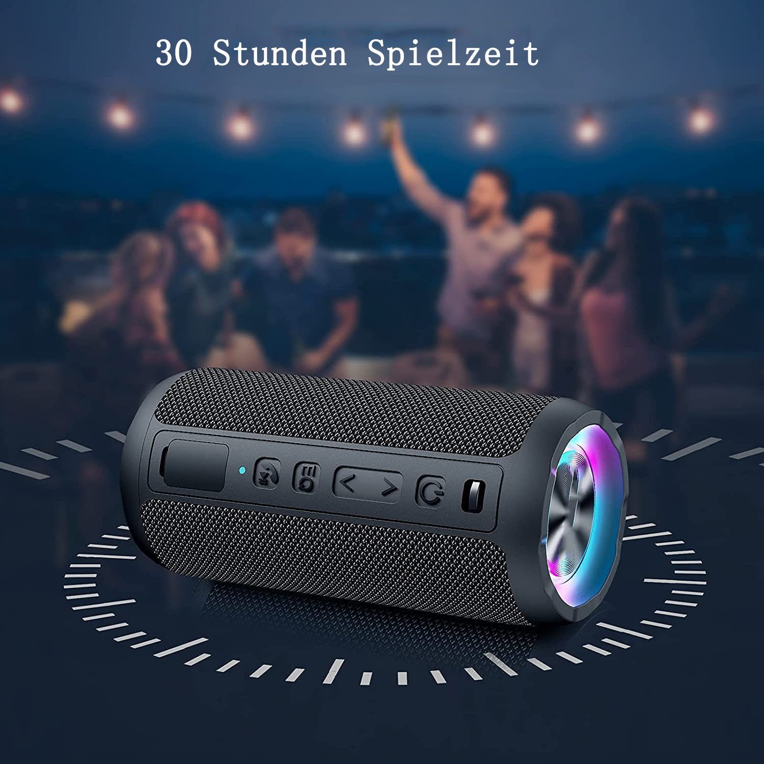 GelldG Bluetooth Box Lautsprecher Bluetooth Musikbox Licht, Tragbarer Bluetooth-Lautsprecher mit