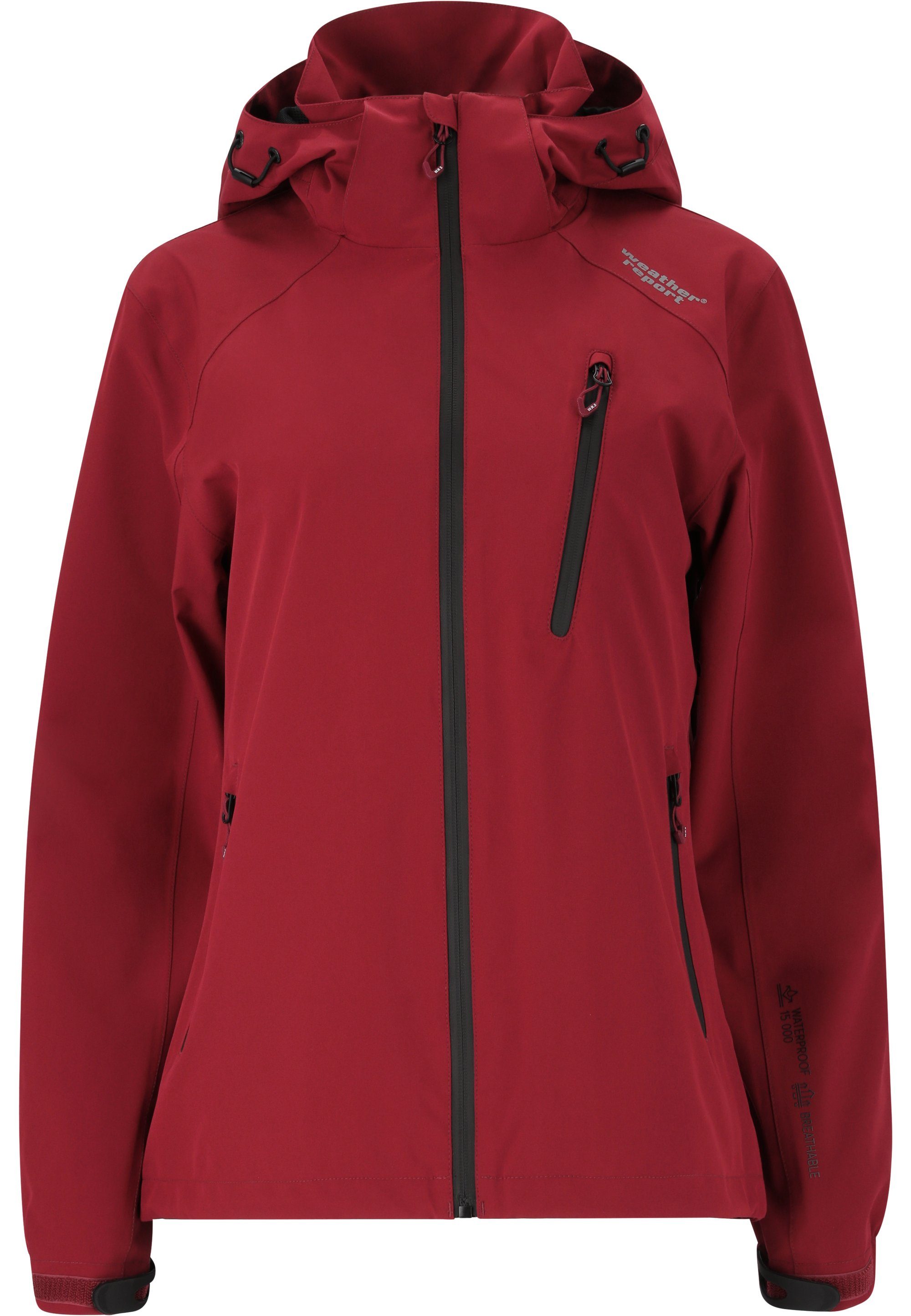 WEATHER REPORT Outdoorjacke CAMELIA weinrot Beschichtung wasserdichter W-PRO15000 mit