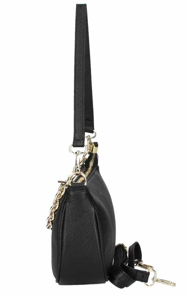 ITALYSHOP24 Schultertasche Made in Italy DAMEN LEDER TASCHE Pochette mit Kette CrossOver City Bag, Handtasche Umhängetasche Clutch Ledertasche Bodybag Schmucktasche