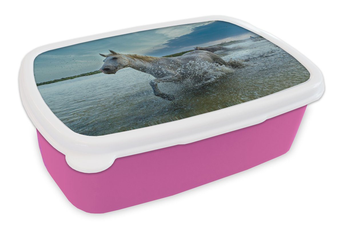 MuchoWow Lunchbox Kunststoff Mädchen, (2-tlg), Kunststoff, Brotdose Wasser rosa Snackbox, - Pferd Erwachsene, Tropfen, - Kinder, Brotbox für