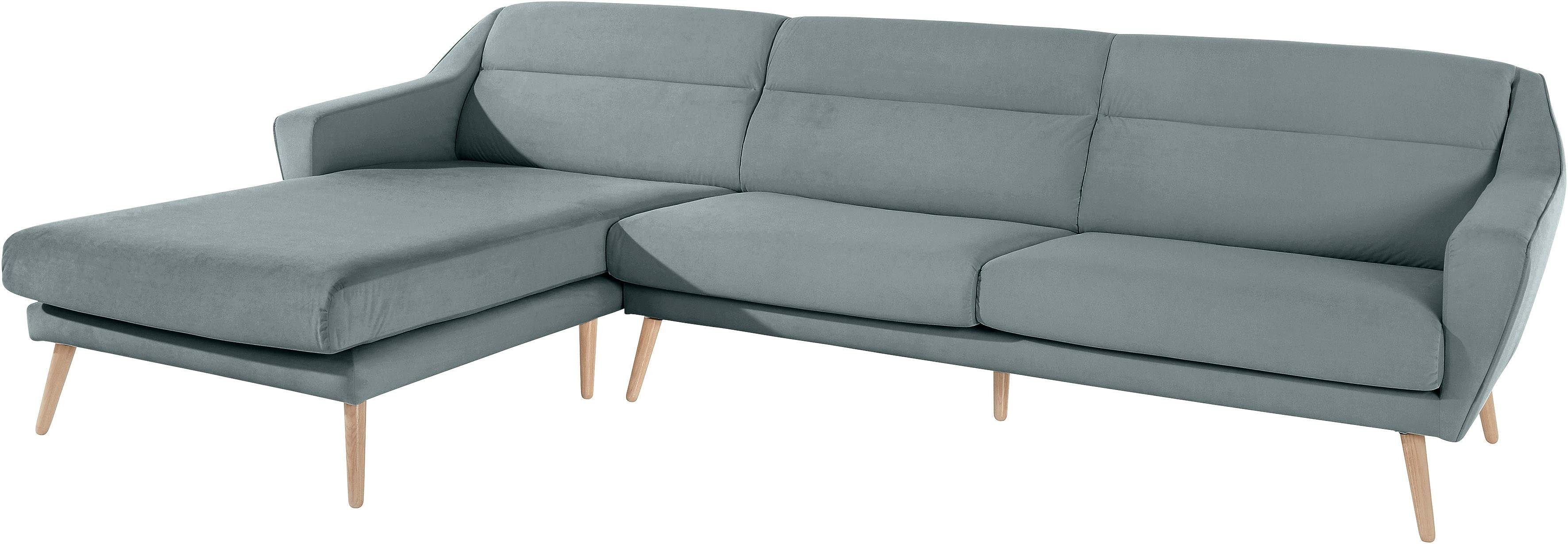 andas Ecksofa "Bille L-Form" mit Naht im Rückenkissen und Beinen aus Eichen günstig online kaufen