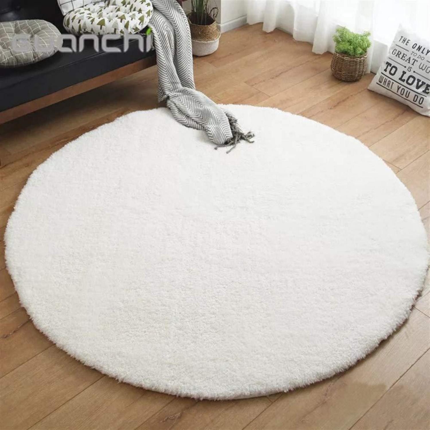 LuxusKollektion Hochflor-Teppich Runder Shaggy Teppich Ø 60 cm weiß, rund, Höhe: 20 mm, Langflor-Teppich