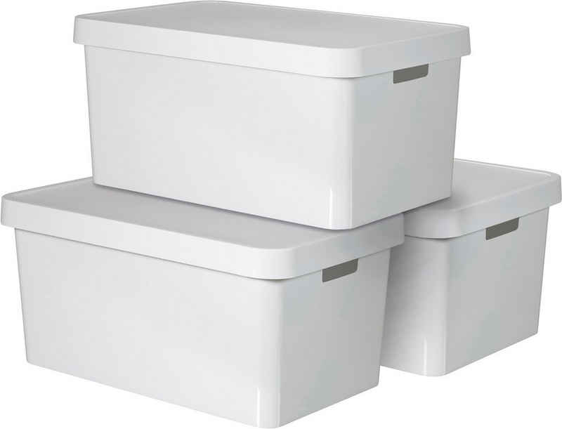 Curver Aufbewahrungsbox »INFINITY« (Set, 3 St), stapelbar, 45 Liter, weiß