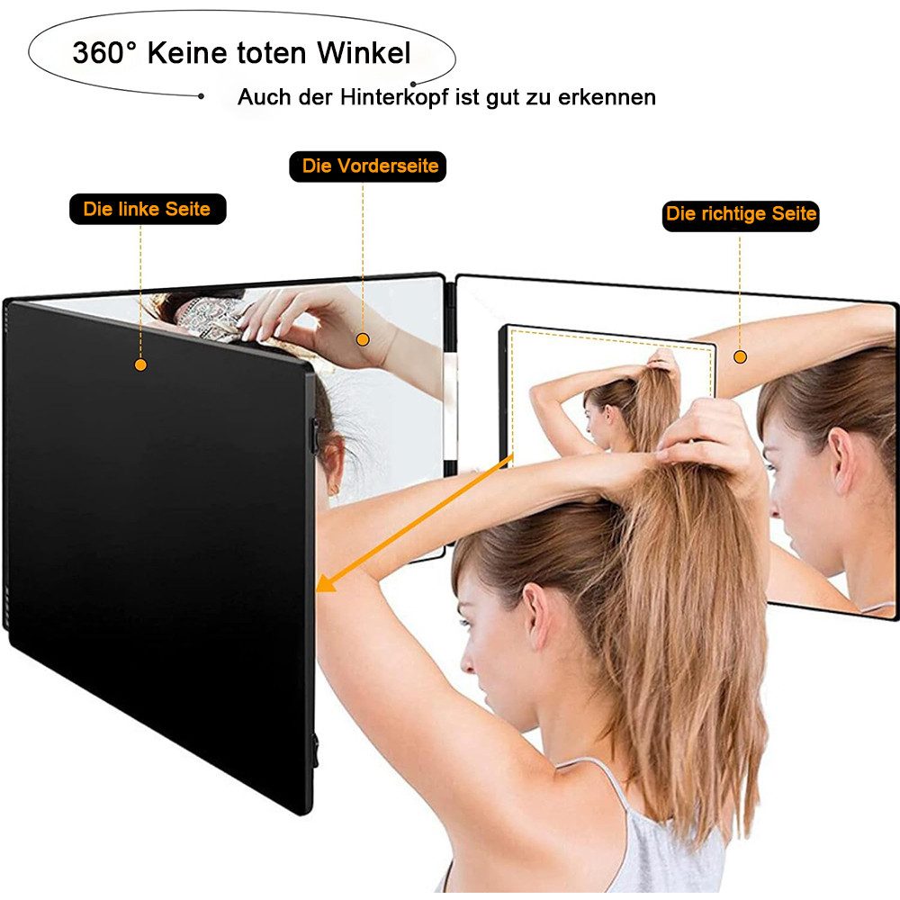 zggzerg Schminkspiegel 360° Kosmetikspiegel mit LED günstig online kaufen