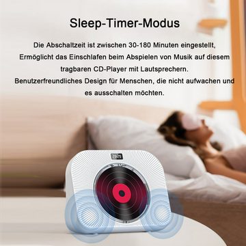 DOPWii Tragbarer Bluetooth-CD-Player mit Bluetooth 5.1, CD-Musik-Player CD-Player (mit Timer, integrierte HiFi-Lautsprecher, UKW-Radio für Zuhause)