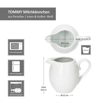 MamboCat Milch- und Zuckerset Tommy Milchkännchen weiß Porzellan-Kanne Kaffeezubehör Dressing, Porzellan