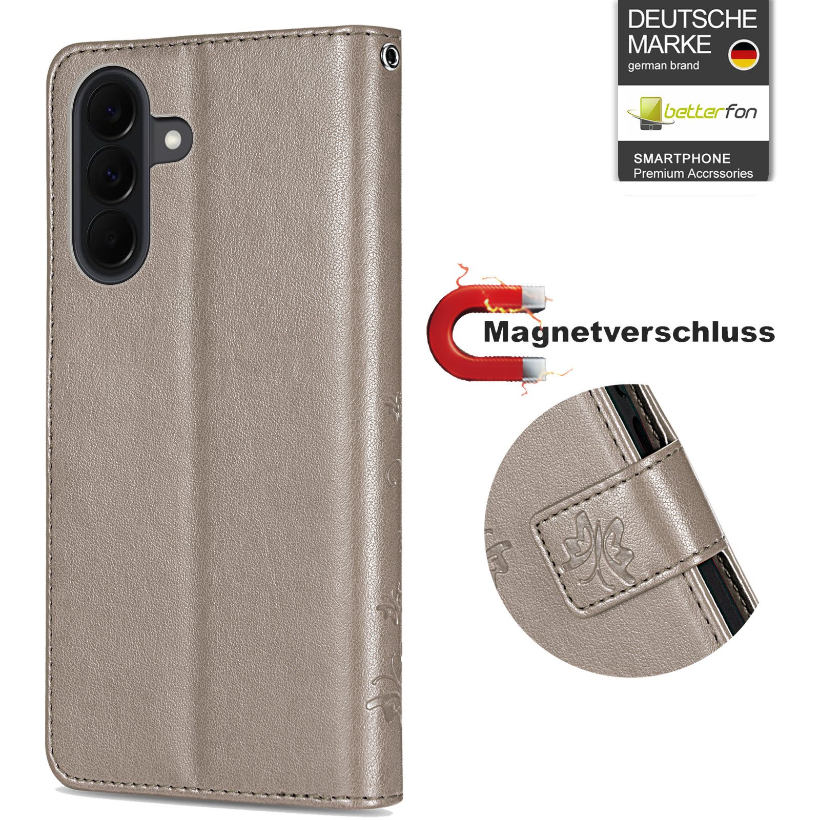 betterfon Handyhülle für Samsung Galaxy Modelle Klapphülle mit Kartenfächern, Bookstyle-Hülle mit Magnetverschluss, Smartstand & Kunstleder – Bild 2 von 5