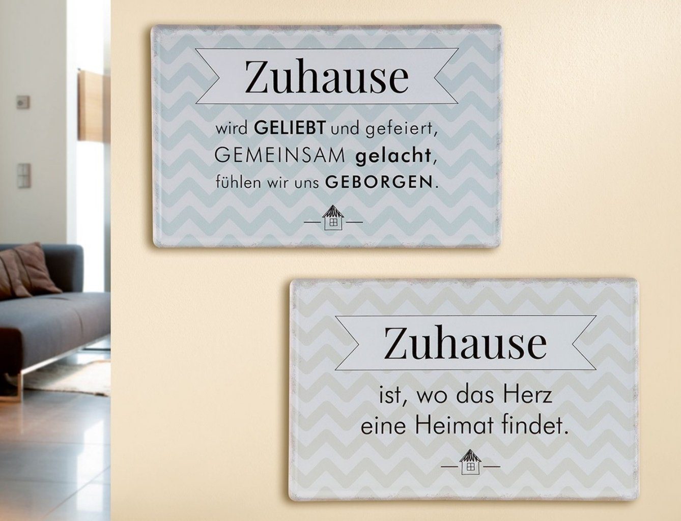 GILDE Wandbild, Familie, Tolles Metallschild Modell Zuhause ist... Material Metall Ma