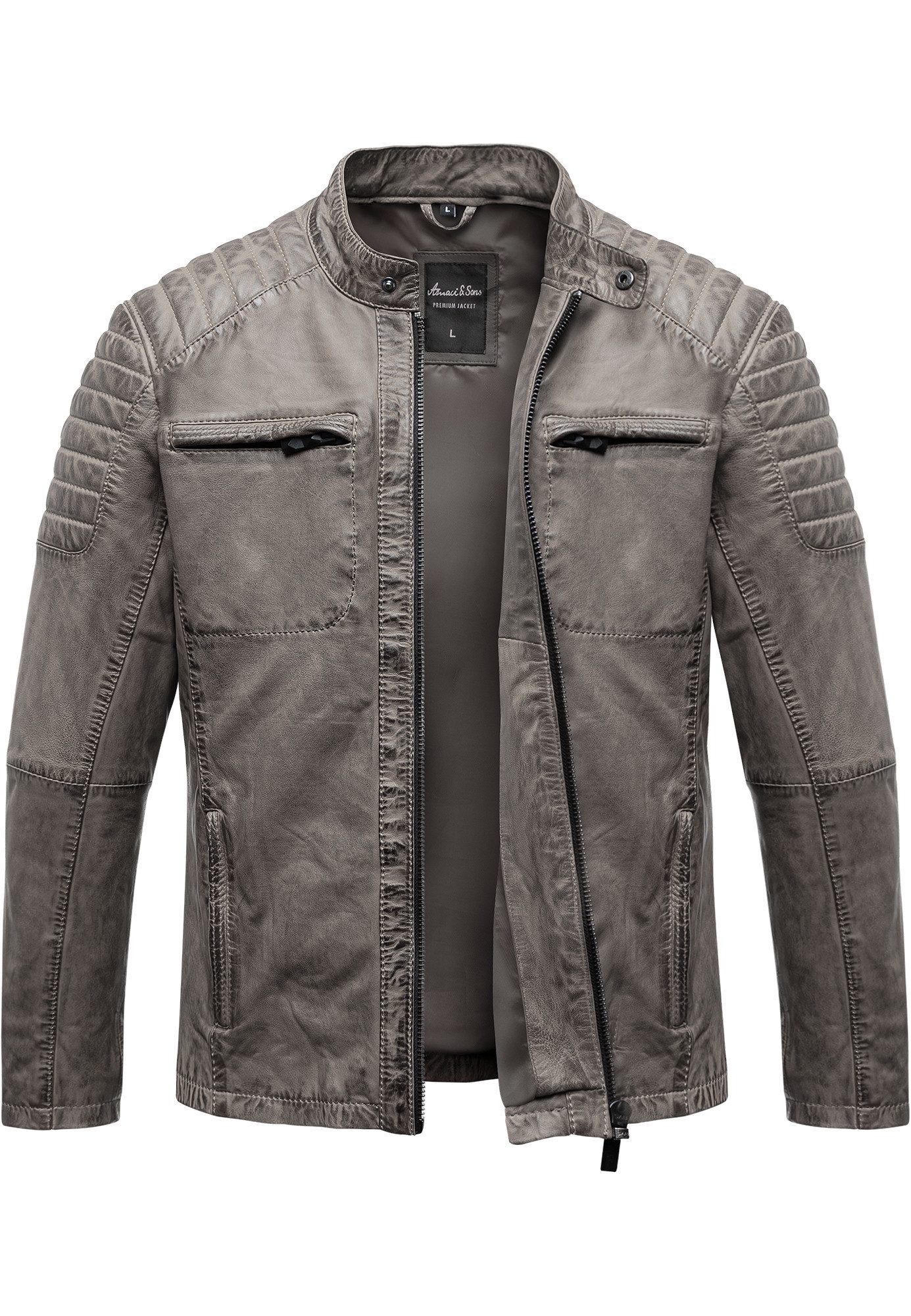 Amaci&Sons Lederjacke RALSTON Lederjacke Echtleder Herren Biker Zipper Jack günstig online kaufen