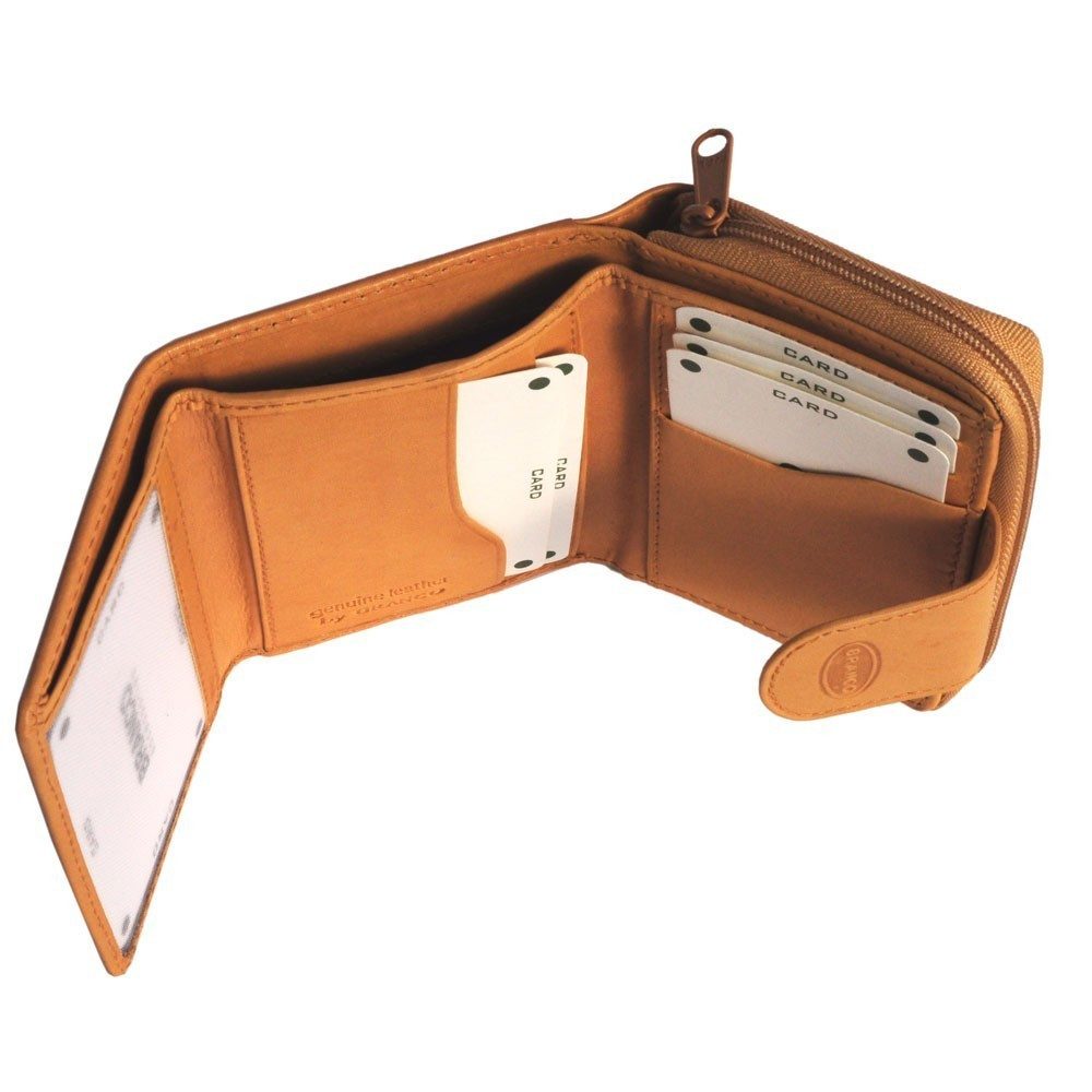 BRANCO Mini Geldbörse Kleine Damen-Geldbörse / Portemonnaie, Leder, Natur-Beige, Branco 225