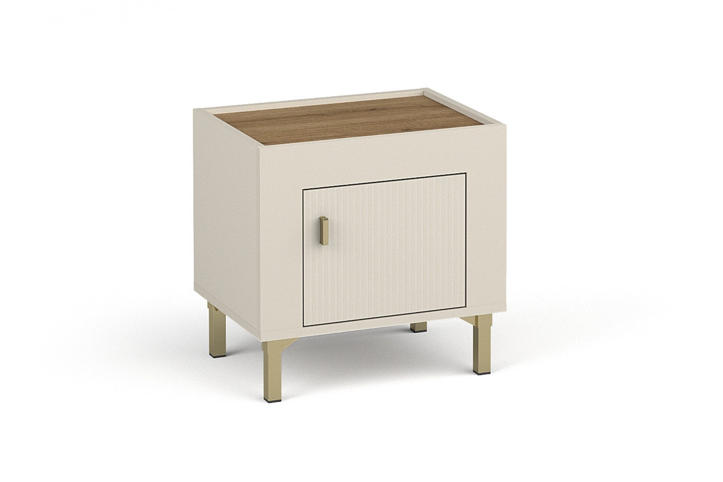 Deine Möbel 24 Nachttisch MONI 11, Nachtkommode mit Tür, 48 cm breit (MONI - Kollektion, in Kaschmir, Weiß & Schwarz mit Eiche Whiskey, 1-St., Set), ideal für Schlafzimmer & Jugendzimmer