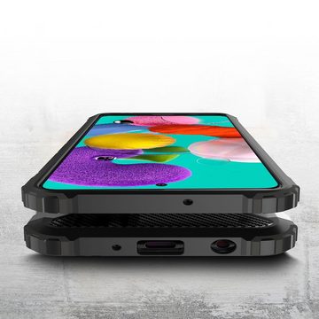 FITSU Handyhülle Outdoor Hülle für Samsung Galaxy A51 Schwarz, Robuste Handyhülle Outdoor Case stabile Schutzhülle mit Eckenschutz