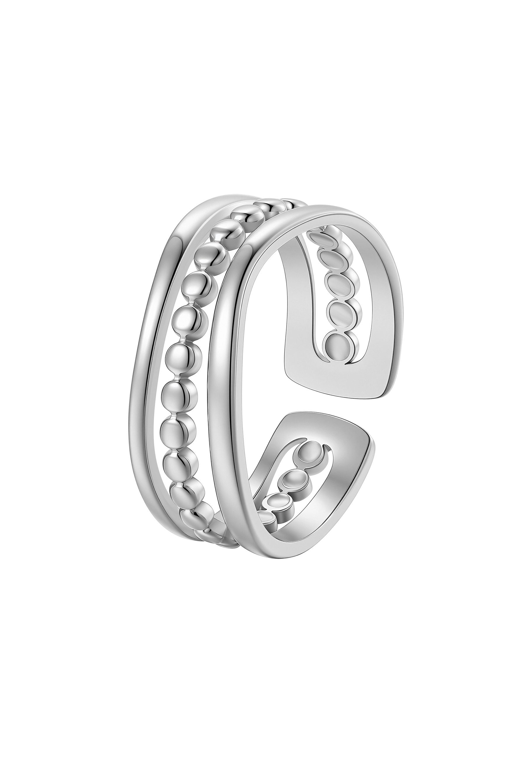 Hey Happiness Fingerring Damen – Layering Edelstahl Ring mit Perlen & Kugel Details, 18K vergoldet & rosévergoldet, moderner Schmuck