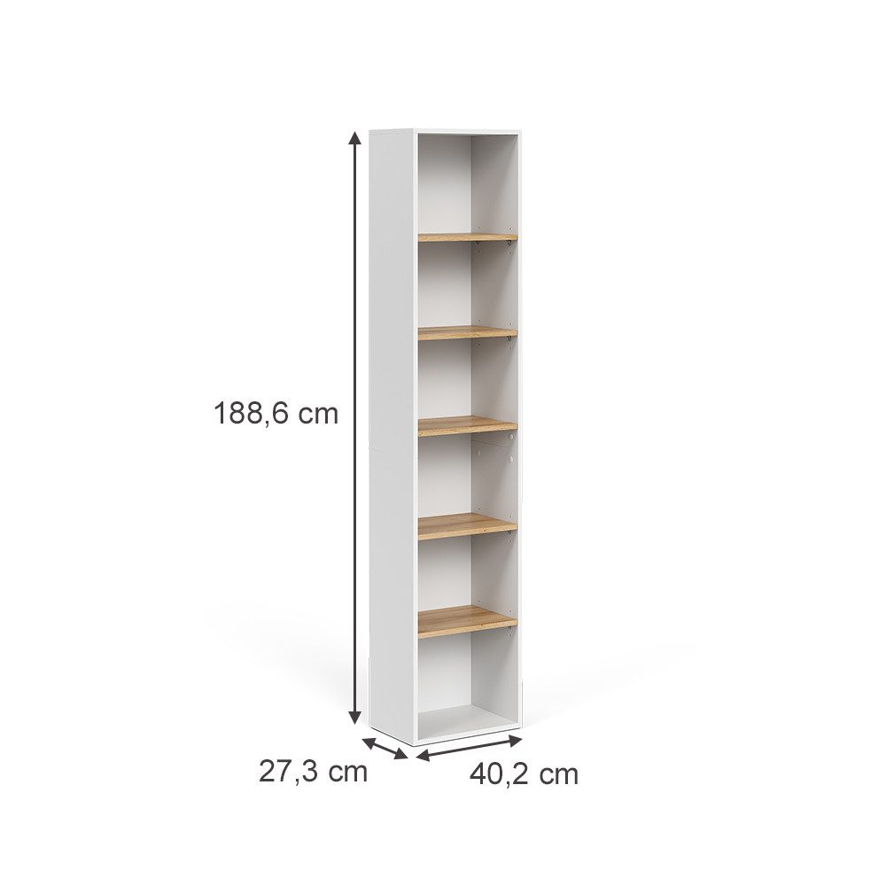 Vicco Hochschrank Viktor, Weiß/Artisan, 40.2 x 188.6 cm günstig online kaufen