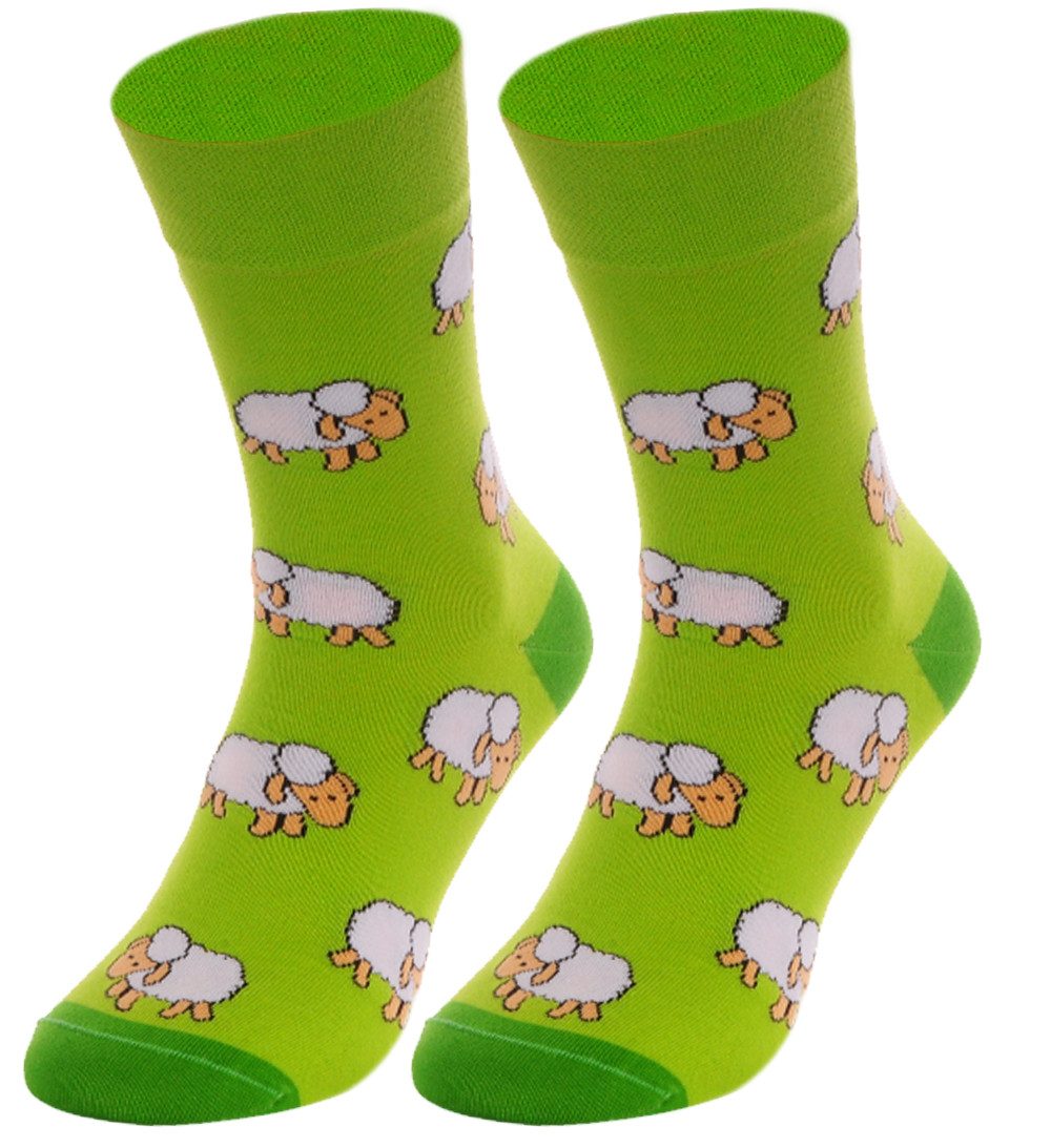 Martinex Шкарпетки Freizeitsocken 1 Paar lustige bunte witzige Strümpfe mit Schaf Motiv elastisch, weich, nahtlos, 35 36 37 38 39 40 41 42 43 44 45 46