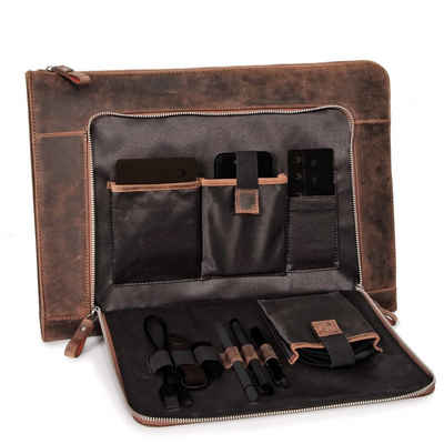 Donbolso Laptoptasche 15,6 Zoll Leder-Notebook-Hülle, Aktentasche, Echtleder, Braun L Leder