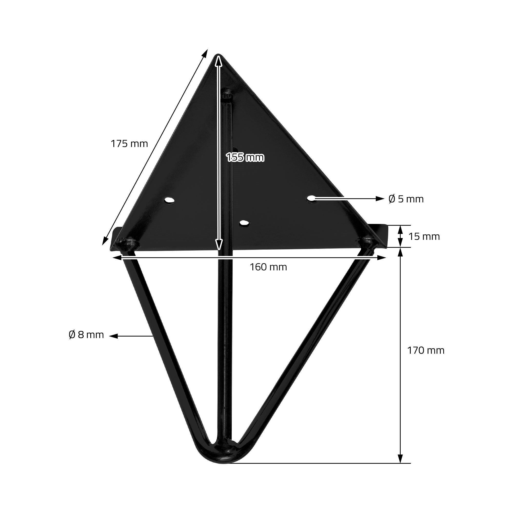 ML-DESIGN Regal Regalhalterung Schwebe Stück Prisma Schwarz Dreieckig Regalwinkel 2 160mm Metall Prisma Wandhalterung Regalträger