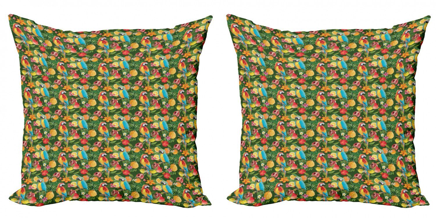 Kissenbezüge Modern Accent Doppelseitiger Stück), Abakuhaus (2 Papageien Digitaldruck, Granatapfel und Tropisch