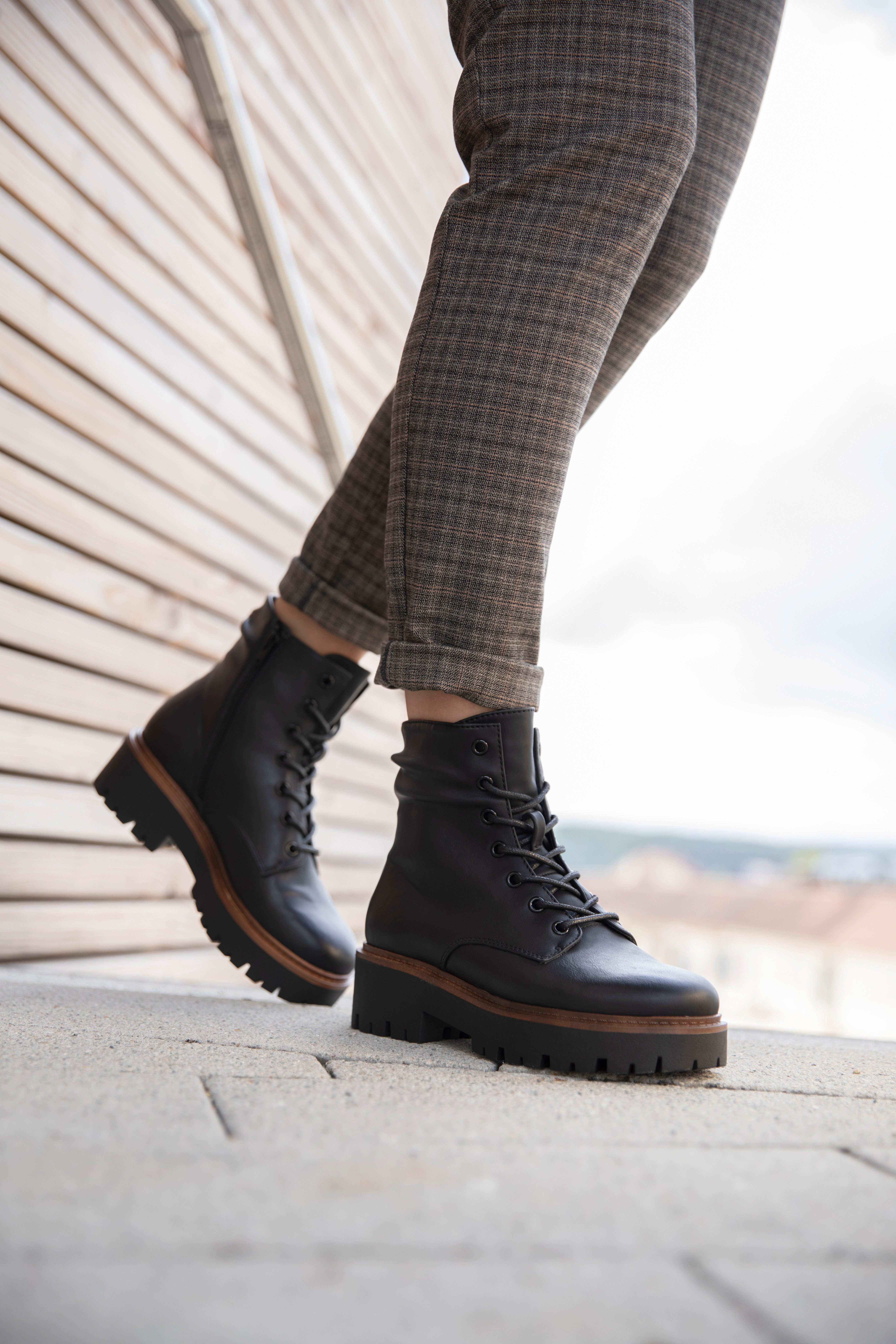 Aniston SHOES Schnürboots, Stiefelette, Schnürboots, Blockabsatz günstig online kaufen