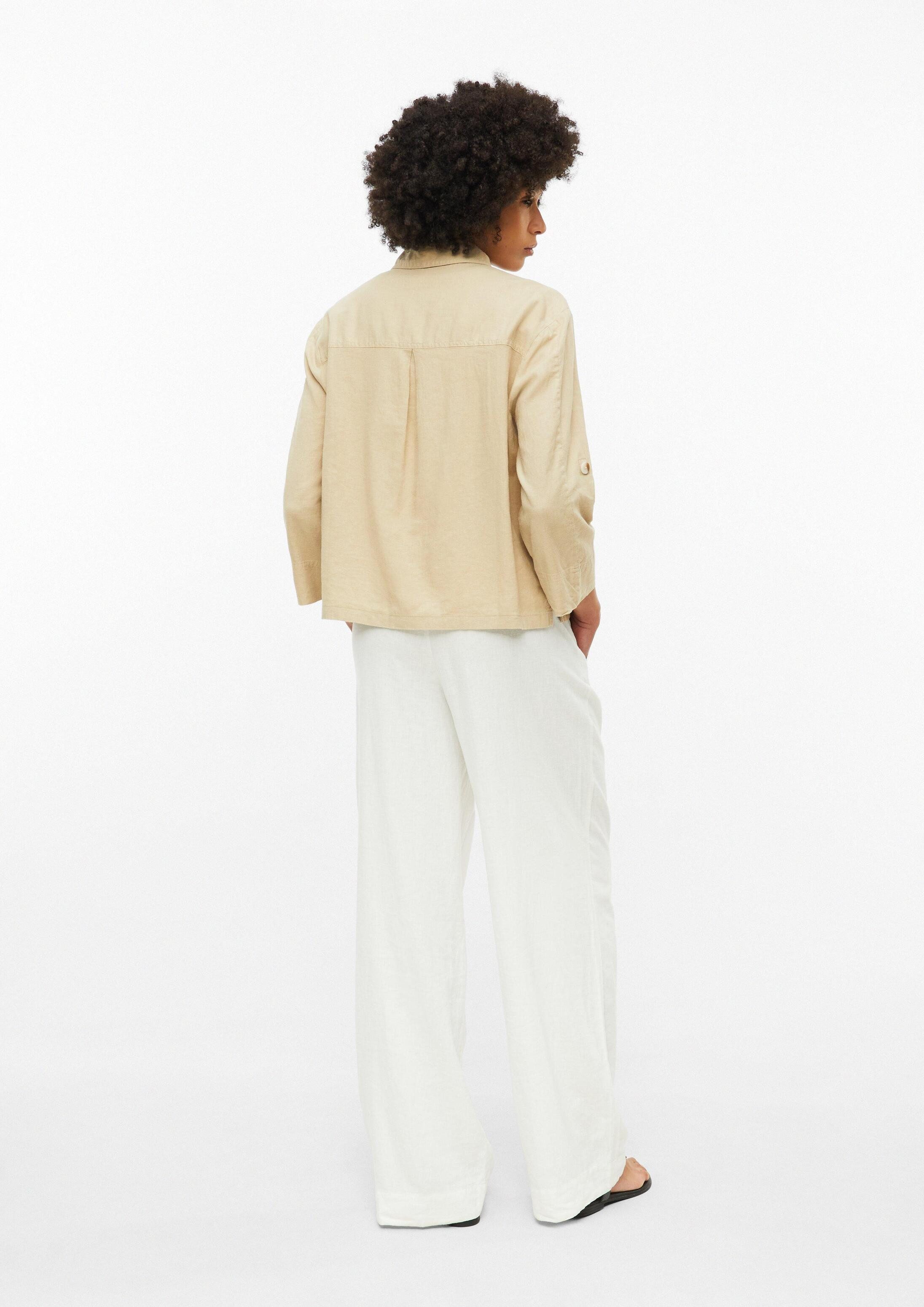 s.Oliver Kurzarmbluse Bluse Leinenmix-Bluse mit Turn-up