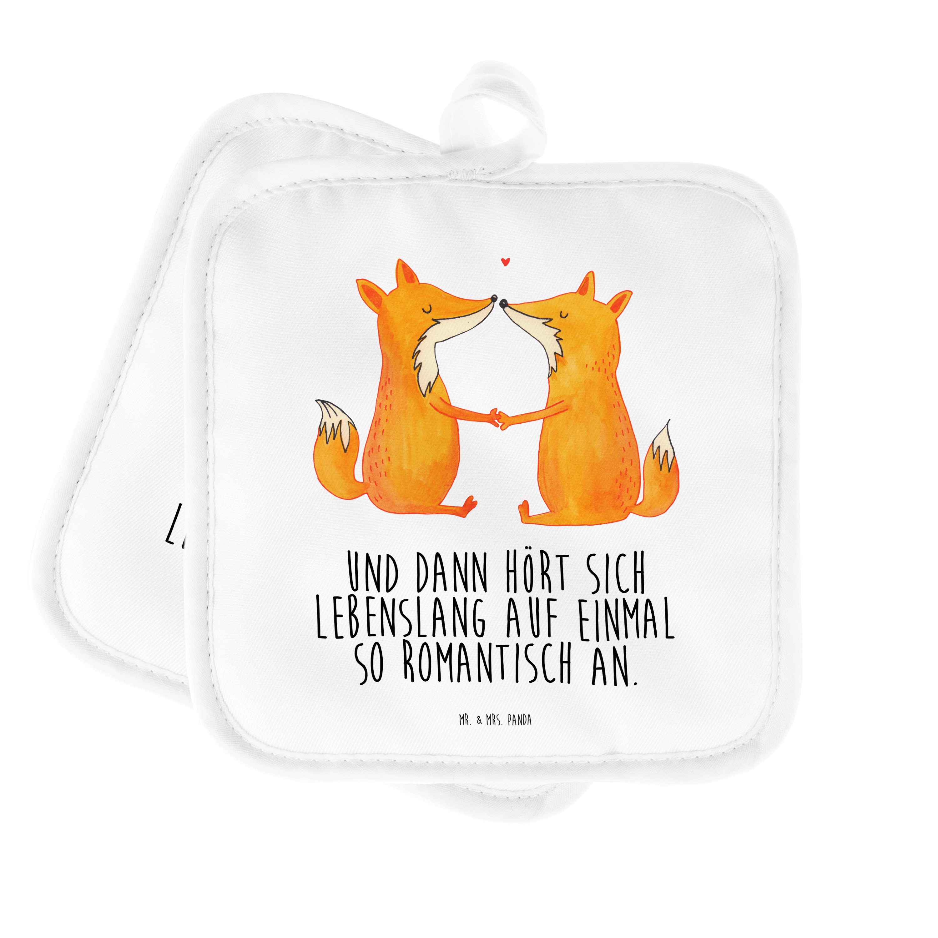 Mr. & Mrs. Panda Topflappen Füchse Liebe Weiß Geschenk, Fuchs